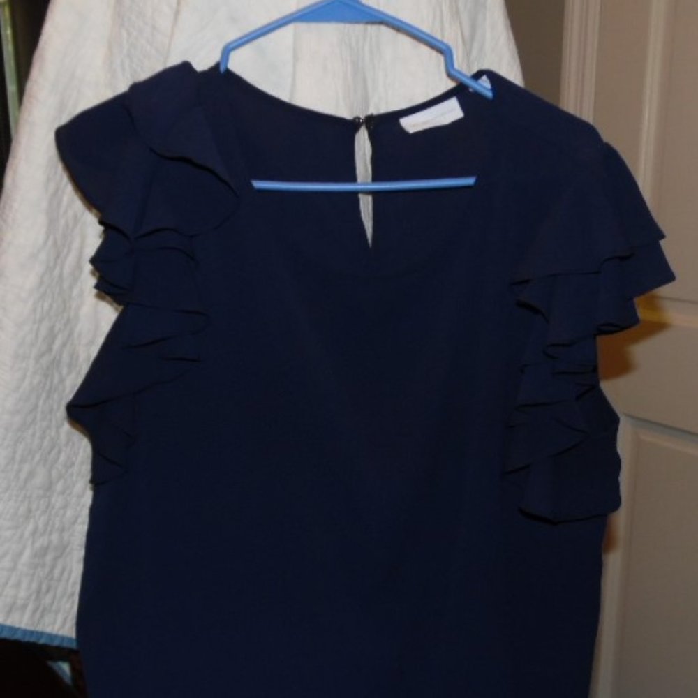 NY&Co. Ruffled Navy Top